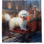 Rideaux De Douche Frise de Bichon Frise Festin de Noël (Devant)