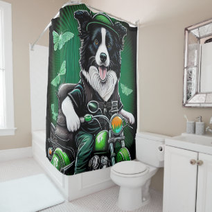 Rideaux De Douche Frontière Collie Chien Conduite Vélo St. Patrick's