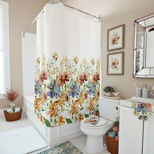 Rideaux De Douche Frontière fleur sauvage d'automne