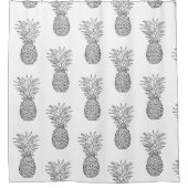 Rideaux De Douche Fruit d'ananas Tropical Noir et blanc (Devant)