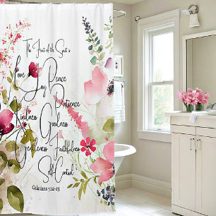 Rideaux De Douche Fruit de l'Esprit floral rose