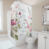 Rideaux De Douche Fruit de l'Esprit rose floral (En situation)