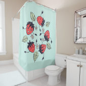 Rideaux De Douche Fruit Kawaii à la fraise mûre (En situation)