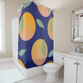 Rideaux De Douche Fruit Orange Clair Motif Bleu (En situation)