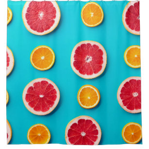 Rideaux De Douche Fruits colorés motif d'orange frais et de raisin