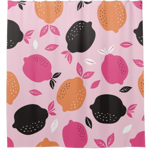 Rideaux De Douche Fruits d'agrumes, motif textile vintage. (Devant)