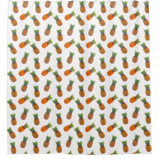 Rideaux De Douche Fruits d'ananas sur Set de table blanc (Devant)