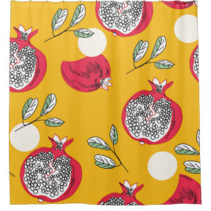 Rideaux De Douche Fruits de grenat : Motif Vintage à main.