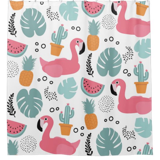 Rideaux De Douche Fruits tropicaux : motif répétitif. (Devant)