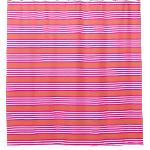 Rideaux De Douche Fuchsia et corail vivant cinq bandes motif
