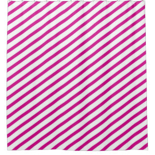 Rideaux De Douche Fuchsia et White Diagonal Stripes Moderne