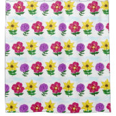 Rideaux De Douche Fuchsia Jaune violet Fleurs du Jardin (Devant)