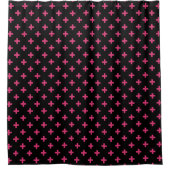 Rideaux De Douche Fuchsia polka croise sur noir (Devant)