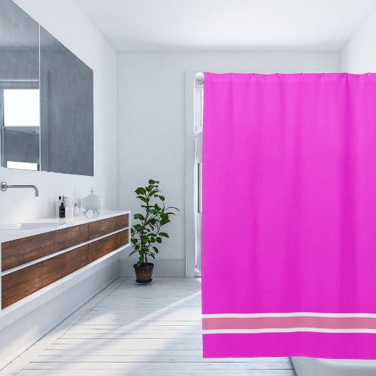 Rideaux De Douche Fucshia électrique néon avec bande rose