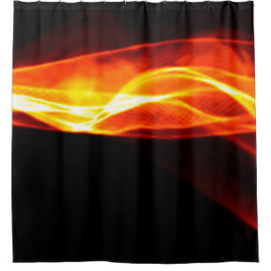 Rideaux De Douche Fumée rouge Abstraite Feu sur arrière - plan noir.