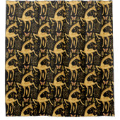 Rideaux De Douche Fun Black Gold Giraffe Boho Motif (Devant)
