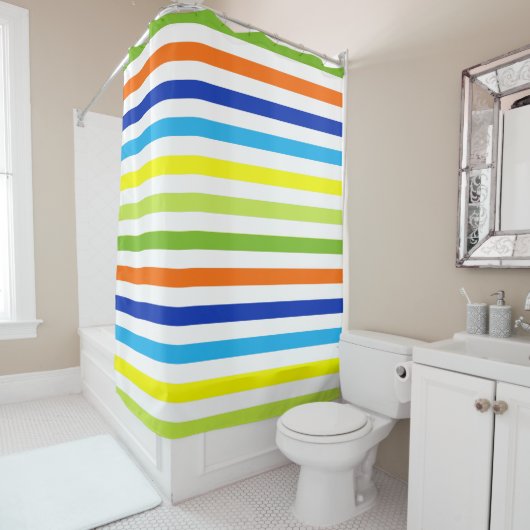 Rideaux De Douche Fun Bright and Bold - Stripes modernes (En situation)