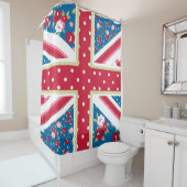 Rideaux De Douche Fun Folk Quilt British Union Jack Flowers (En situation)