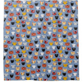 Rideaux De Douche Fun Kitty Chat Motif Bleu (Devant)