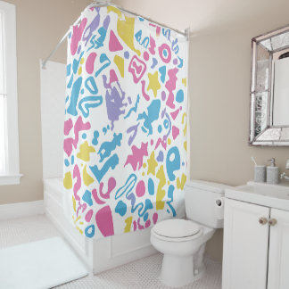 Rideaux De Douche Fun pastel coloré formes vibrantes