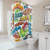 Rideaux De Douche Fun Retro Comic Book pop Art Sounds (En situation)