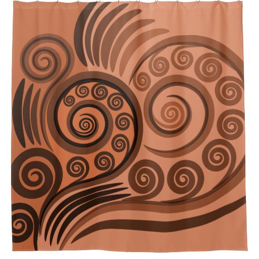Rideaux De Douche Fun Terracotta Abstrait Fern Frond Motif (Devant)