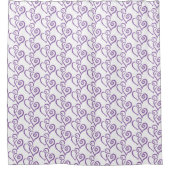 Rideaux De Douche Fun Violet Lié Motif Coeur sur Blanc (Devant)