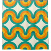 Rideaux De Douche Funky Eclectic Retro Demi Cercles Art Motif (Devant)