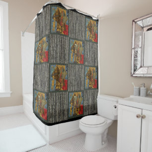 Rideaux De Douche Funky Hot Jazz sur Grungy Stripes