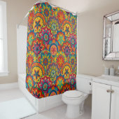 Rideaux De Douche Funky Retro couleur Motif Mandala (En situation)