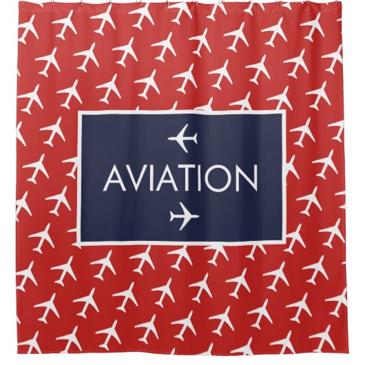 Rideaux De Douche Funky White Plane Avion Pilote (Devant)