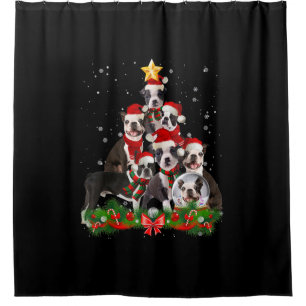 Rideaux De Douche Funny Boston Terrier Dog Christmas Tree Don