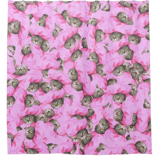 Rideaux De Douche Funny Chat rose (Devant)