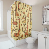 Rideaux De Douche Funny giraffes sketch, seamless pattern your desig (En situation)
