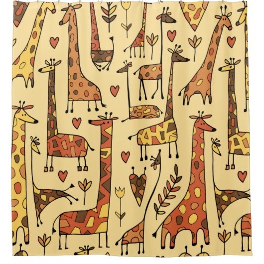 Rideaux De Douche Funny giraffes sketch, seamless pattern your desig (Devant)