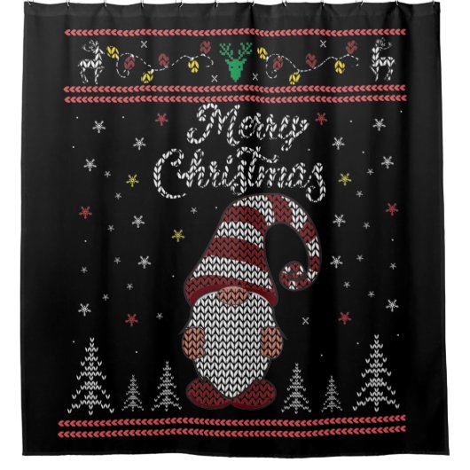 Rideaux De Douche Funny Gnome Joyeux Noël (Devant)
