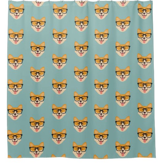 Rideaux De Douche Funny Hipster Corgi Motif (Devant)