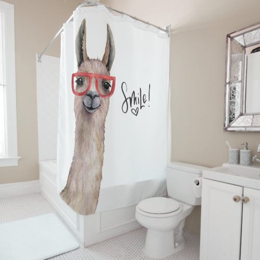 Rideaux De Douche Funny Llama Smile Inspiration (En situation)