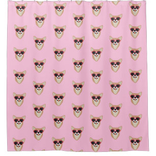 Rideaux De Douche Funny Pembroke Welsh Corgi Motif rose