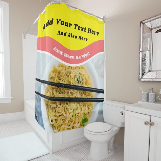 Rideaux De Douche Funny Ramen Noodles Paquet Message personnalisé (En situation)