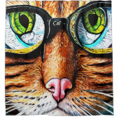 Rideaux De Douche Futur Chat Portant des lunettes (Devant)
