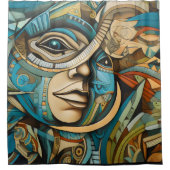 Rideaux De Douche Future Cubist Art Déco Abstrait (Devant)