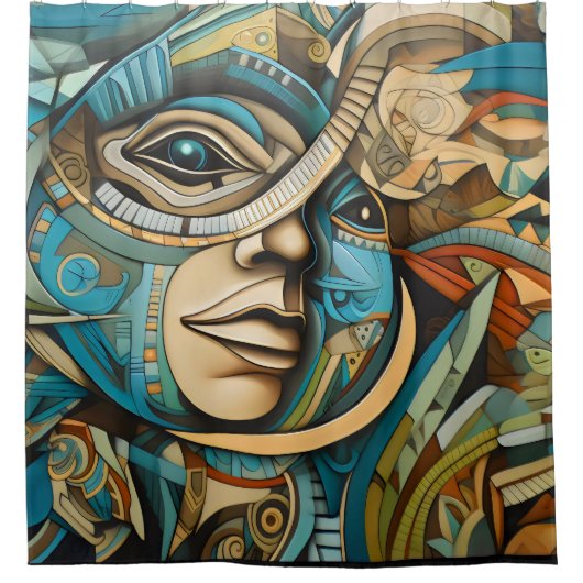 Rideaux De Douche Future Cubist Art Déco Abstrait (Devant)