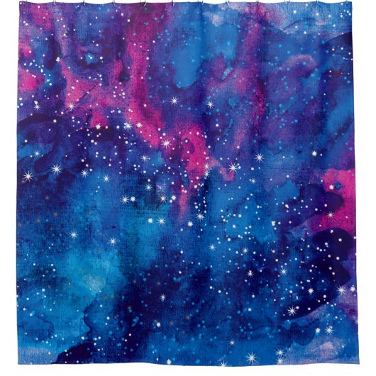 Rideaux De Douche Galaxie spatiale aquarelle ciel nocturne avec étoi (Devant)