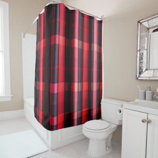 Rideaux De Douche Gamme Abstraite Red Black Plaid (En situation)