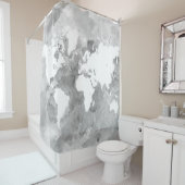 Rideaux De Douche Gamme de gris de carte du monde de la conception (En situation)