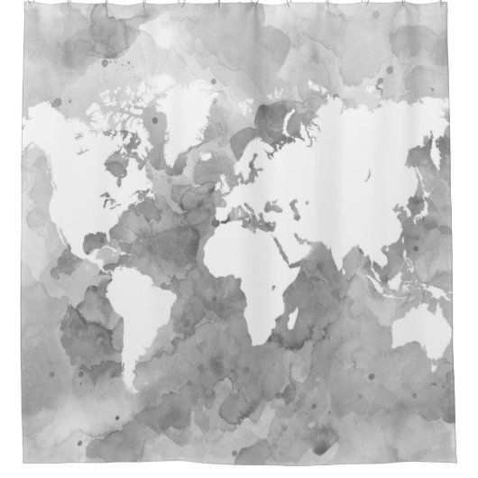 Rideaux De Douche Gamme de gris de carte du monde de la conception (Devant)