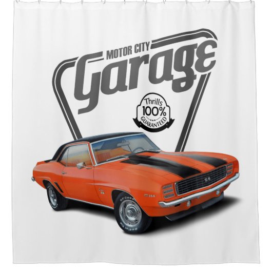 Rideaux De Douche Garage de ville à moteur Orange Camaro (Devant)