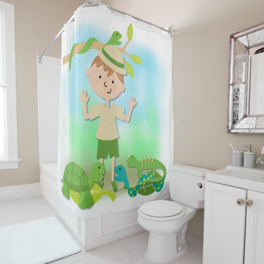 Rideaux De Douche Garçon en Reptile Safari randonnée (En situation)