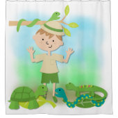 Rideaux De Douche Garçon en Reptile Safari randonnée (Devant)